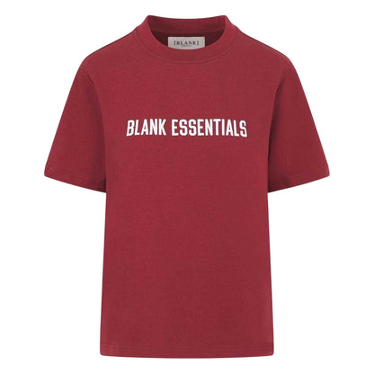 Burgundy - Front - Blank Essentials Womens-Ladies Logo Oversized Boyfriend T-Shirt