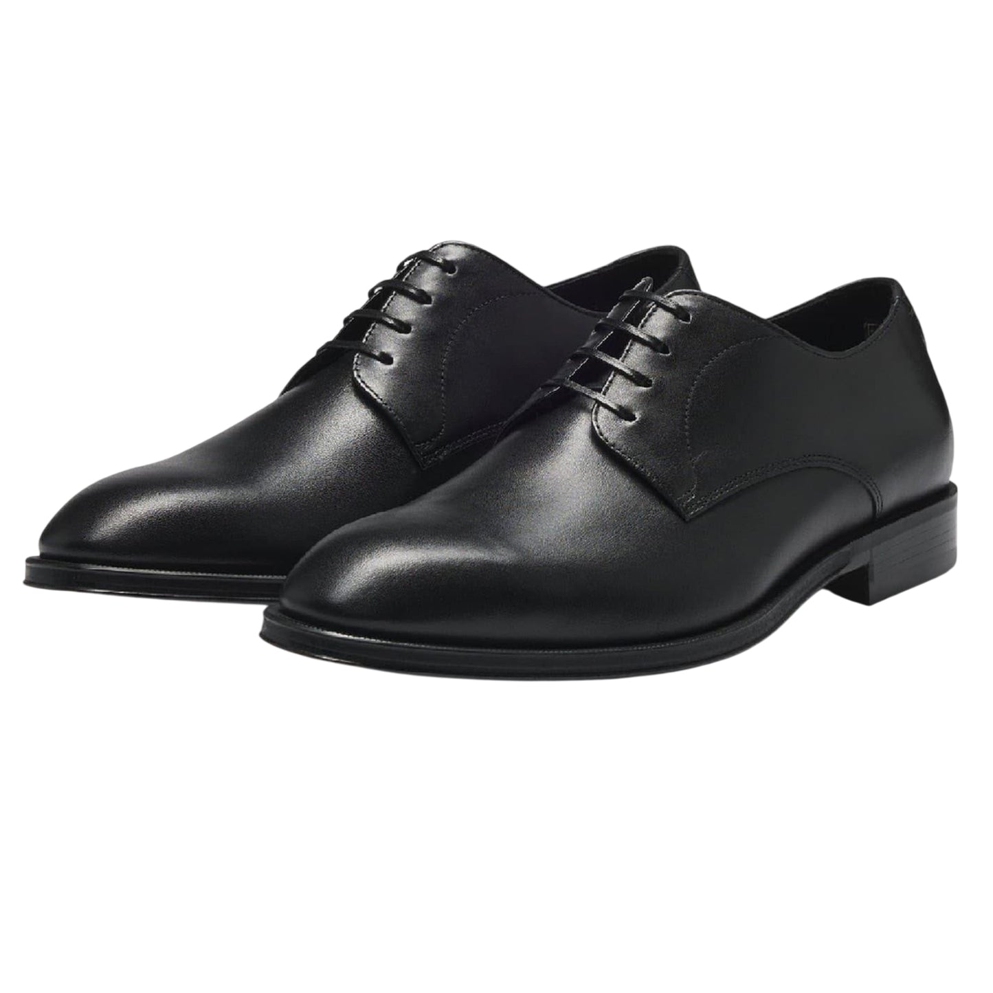 Dark Brown - Side - Boss Mens Leather Low Block Heel Formal Shoes