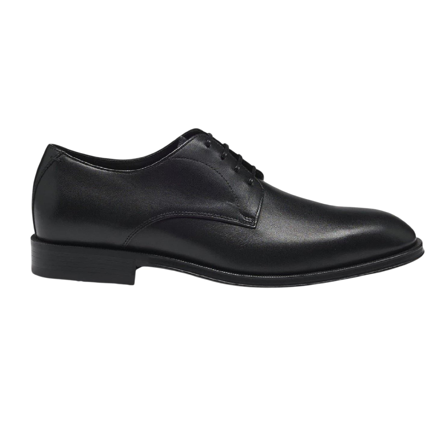 Dark Brown - Front - Boss Mens Leather Low Block Heel Formal Shoes