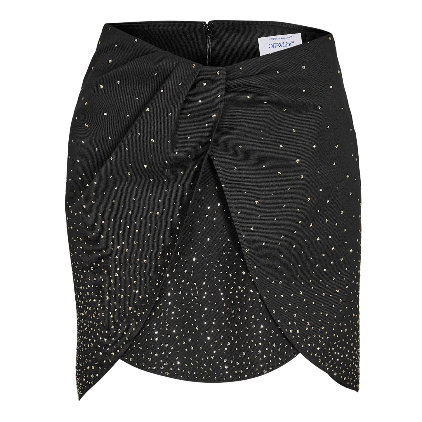 Black - Front - Off White Womens-Ladies Embellished Twisted Slim Mini Skirt