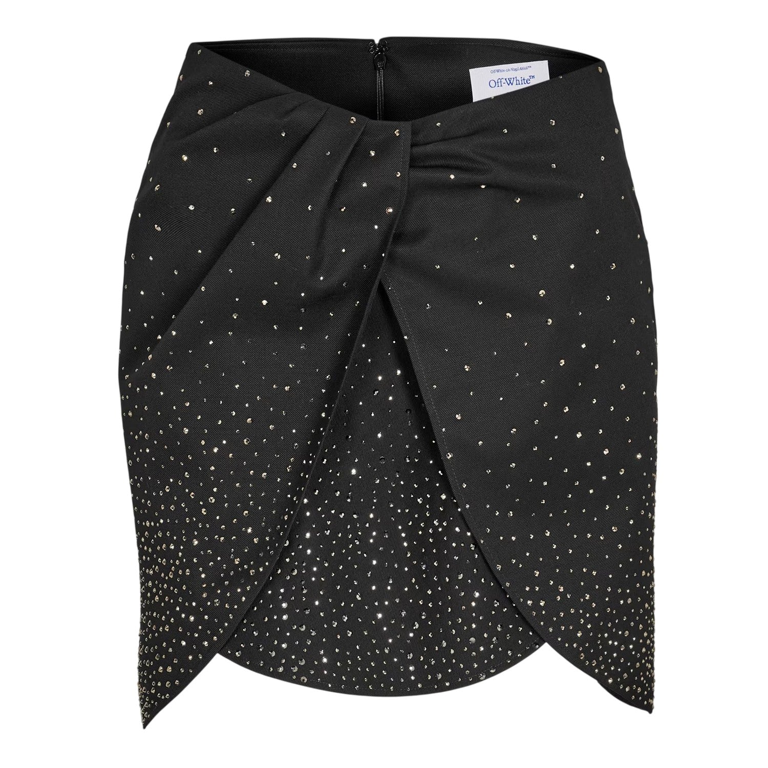 Black - Front - Off White Womens-Ladies Embellished Twisted Slim Mini Skirt