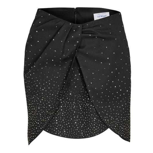 Black - Front - Off White Womens-Ladies Embellished Twisted Slim Mini Skirt