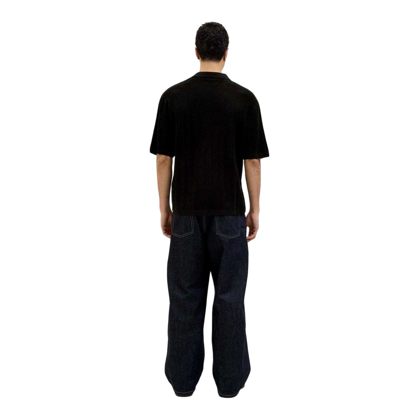 Black - Back - Jack And Jones Mens Ribbed Polo Shirt