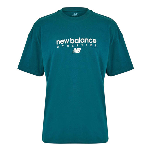 Green - Front - New Balance Mens Heritage Logo Crew Neck T-Shirt