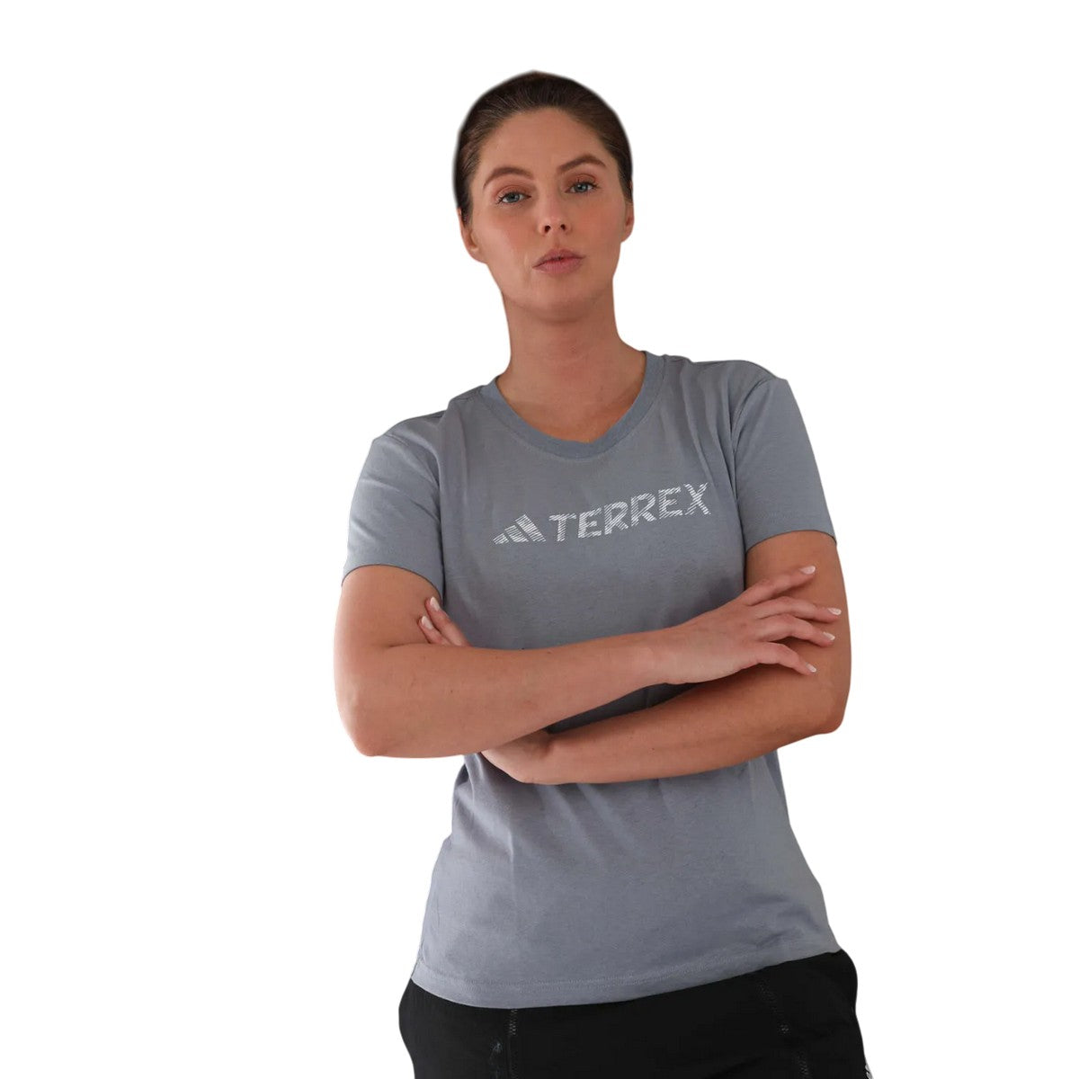 Grey-Blue - Lifestyle - Adidas Womens-Ladies Terrex Logo T-Shirt