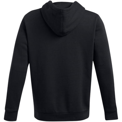 Black - Back - Under Armour Mens Icon Cotton Blend Taped Sleeve Hoodie