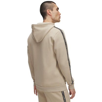 Khaki - Back - Under Armour Mens Icon Cotton Blend Taped Sleeve Hoodie