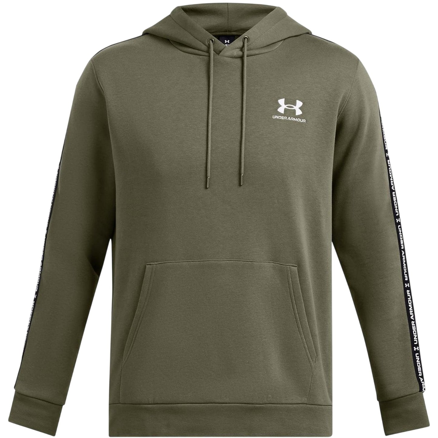 Marine OD Green - Front - Under Armour Mens Icon Cotton Blend Taped Sleeve Hoodie