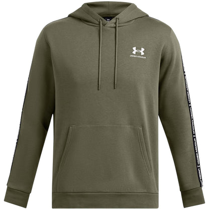 Marine OD Green - Front - Under Armour Mens Icon Cotton Blend Taped Sleeve Hoodie