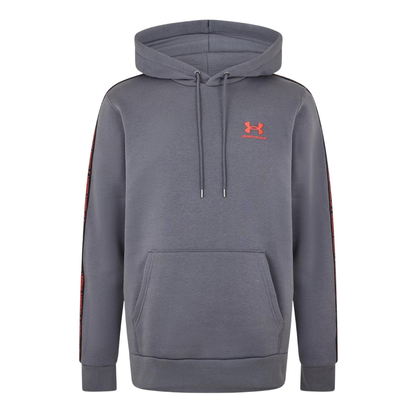 White Castlerock-Red - Front - Under Armour Mens Icon Cotton Blend Taped Sleeve Hoodie