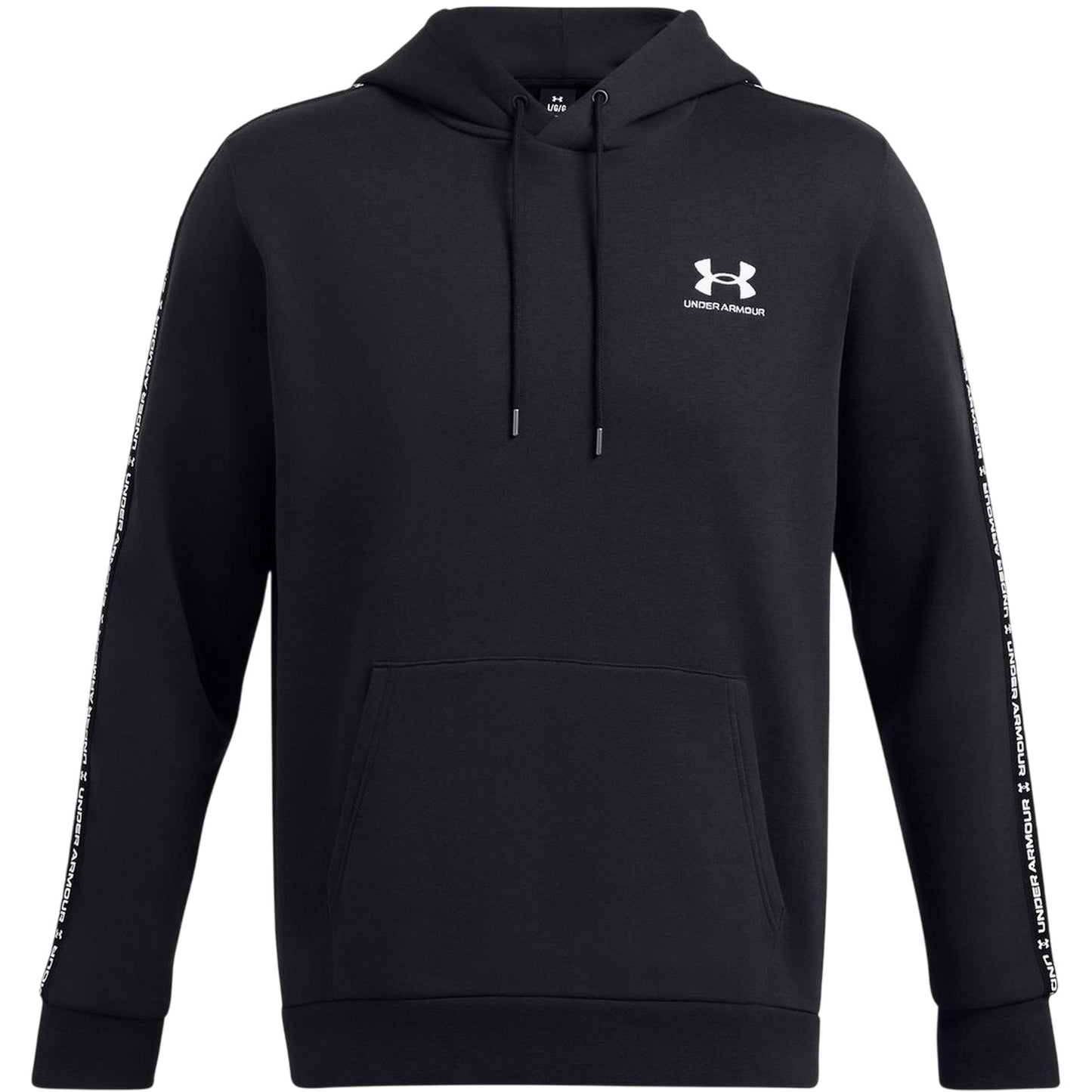 Black - Front - Under Armour Mens Icon Cotton Blend Taped Sleeve Hoodie