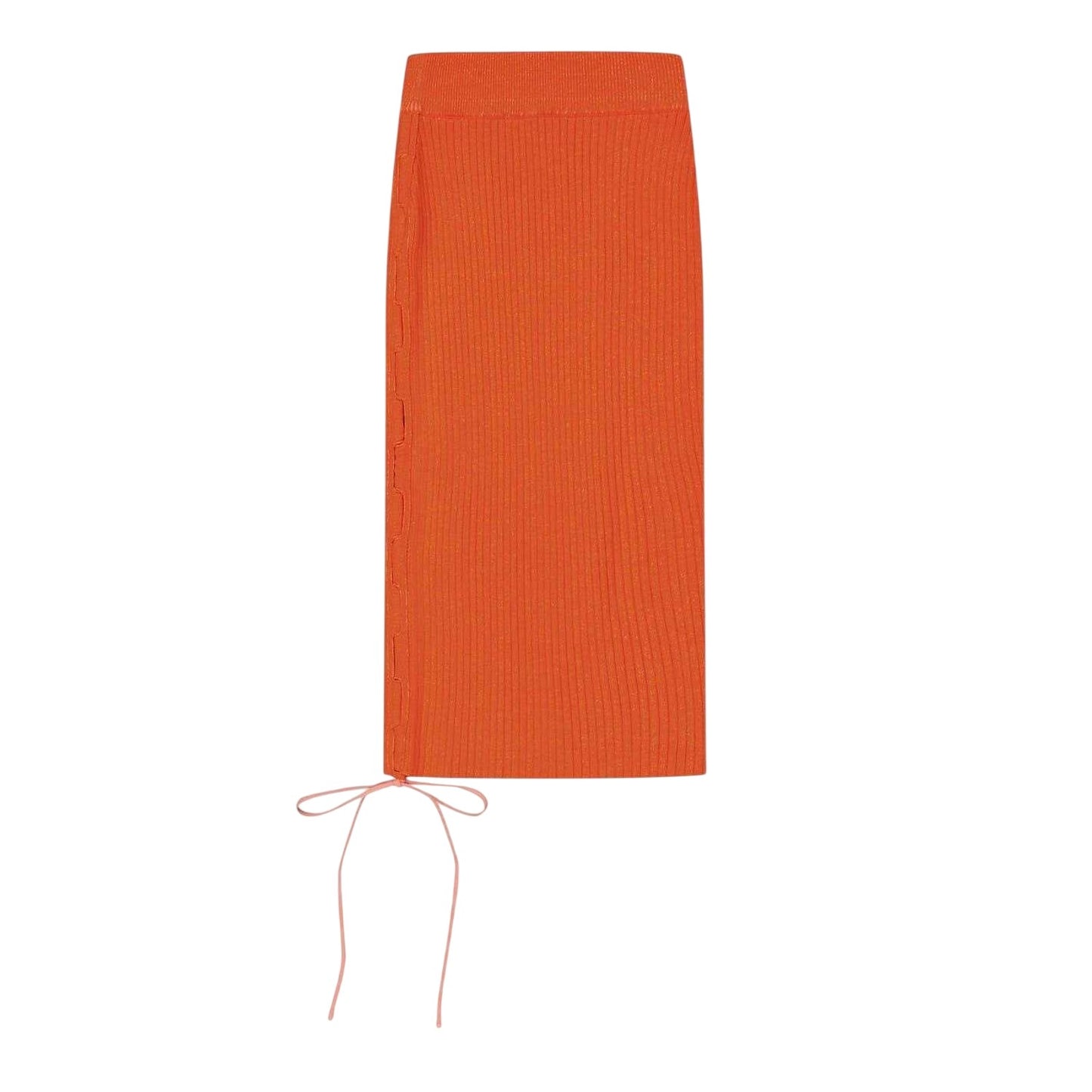 Coral Red - Front - Off White Womens-Ladies Knitted Side Tie Slim Midi Skirt