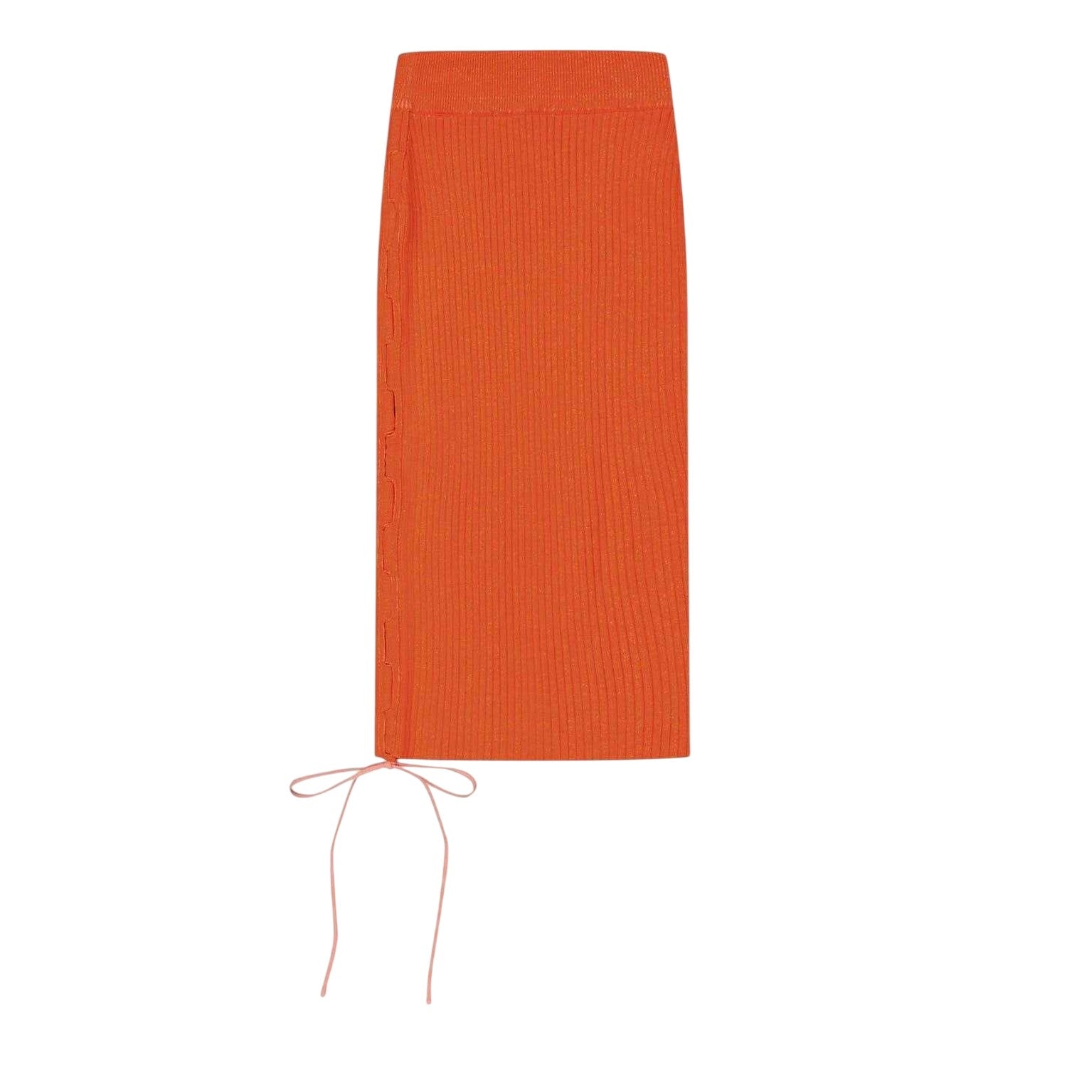 Coral Red - Front - Off White Womens-Ladies Knitted Side Tie Slim Midi Skirt