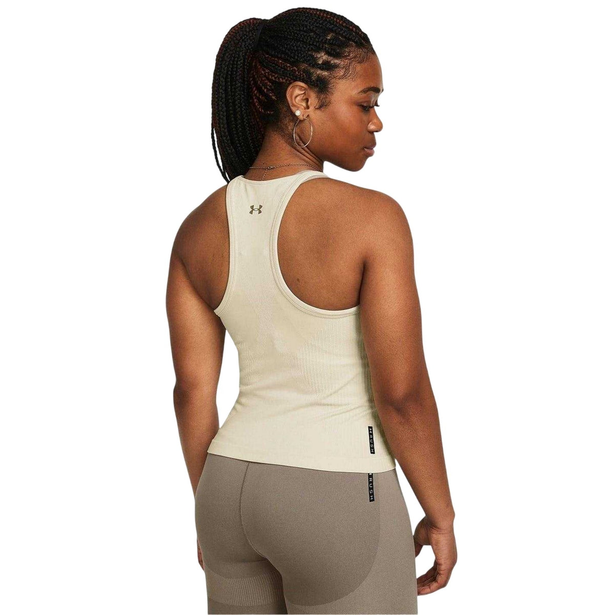 Beige - Back - Under Armour Womens-Ladies Y Slim Tank Top