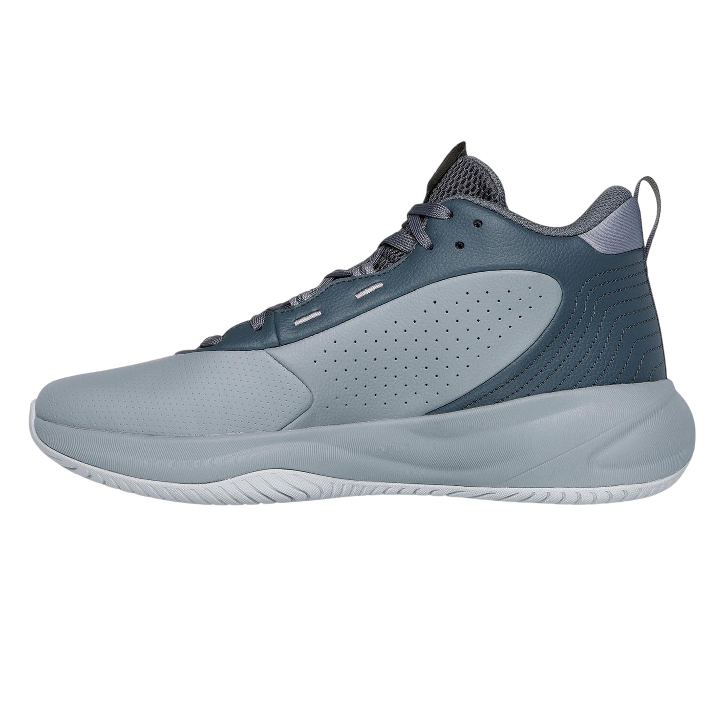 Grey - Back - Skechers Mens League Leather Basketball Shoes