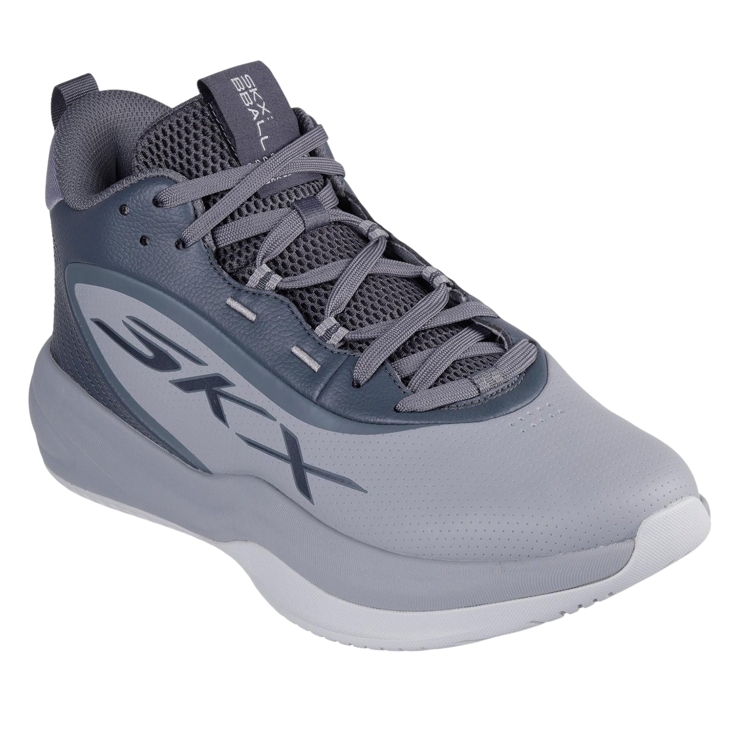 Grey - Lifestyle - Skechers Mens League Leather Basketball Shoes