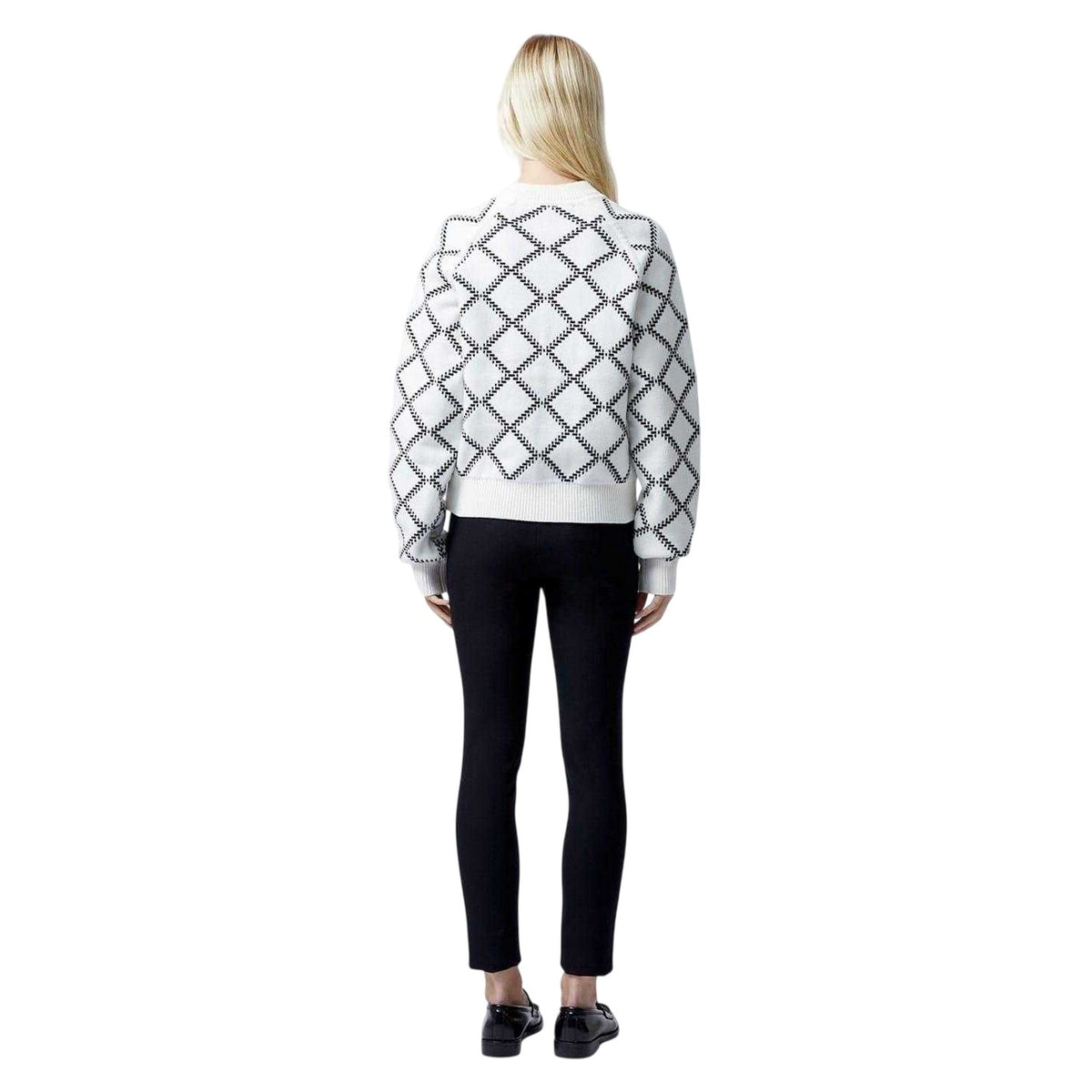 White - Back - French Connection Womens-Ladies Checked Reversible Relaxed Fit Cardigan