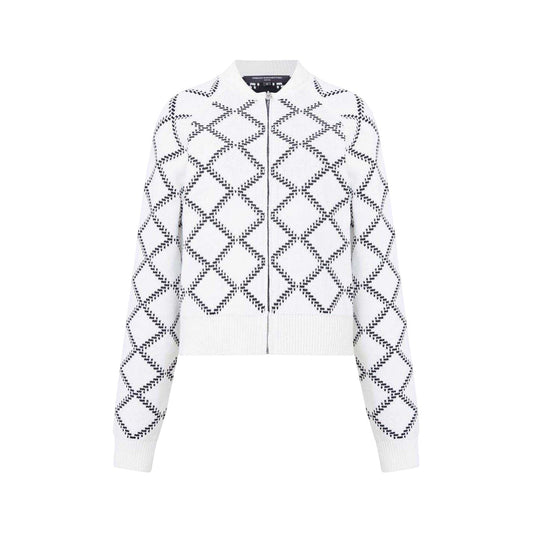 White - Front - French Connection Womens-Ladies Checked Reversible Relaxed Fit Cardigan