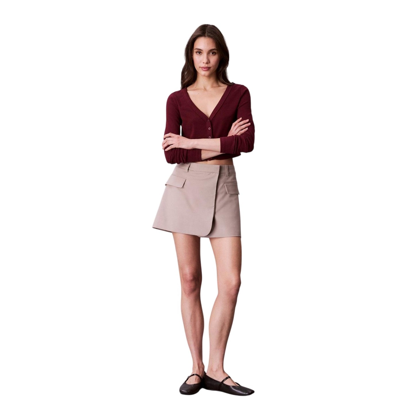 Rouge - Lifestyle - Calvin Klein Womens-Ladies Cropped Long-Sleeved Cardigan