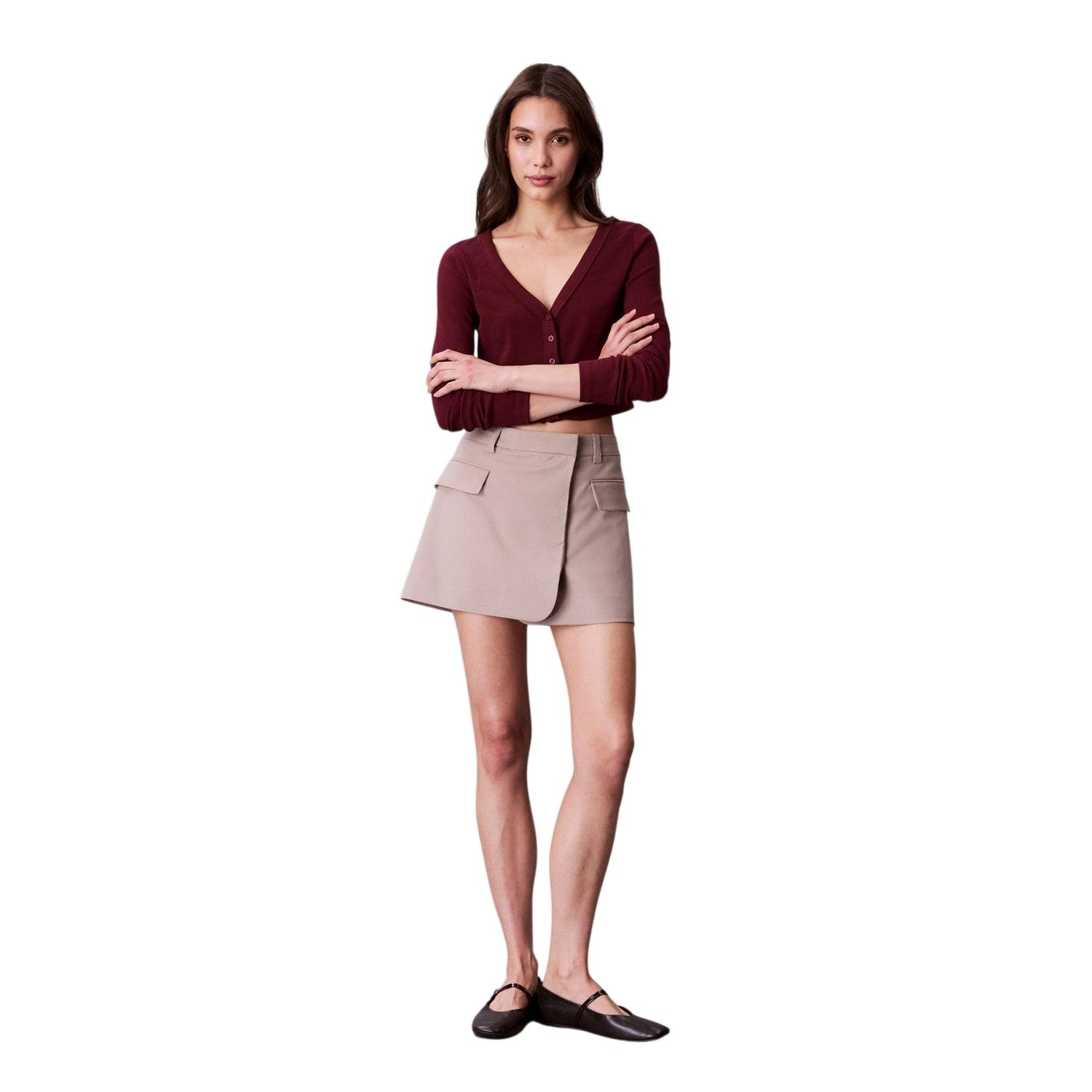 Rouge - Lifestyle - Calvin Klein Womens-Ladies Cropped Long-Sleeved Cardigan