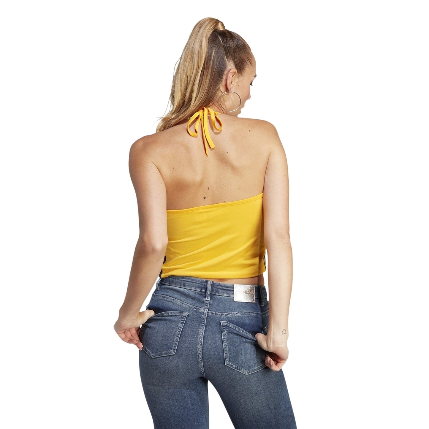 Yellow - Back - Adidas Womens-Ladies Tie Neck Tank Top