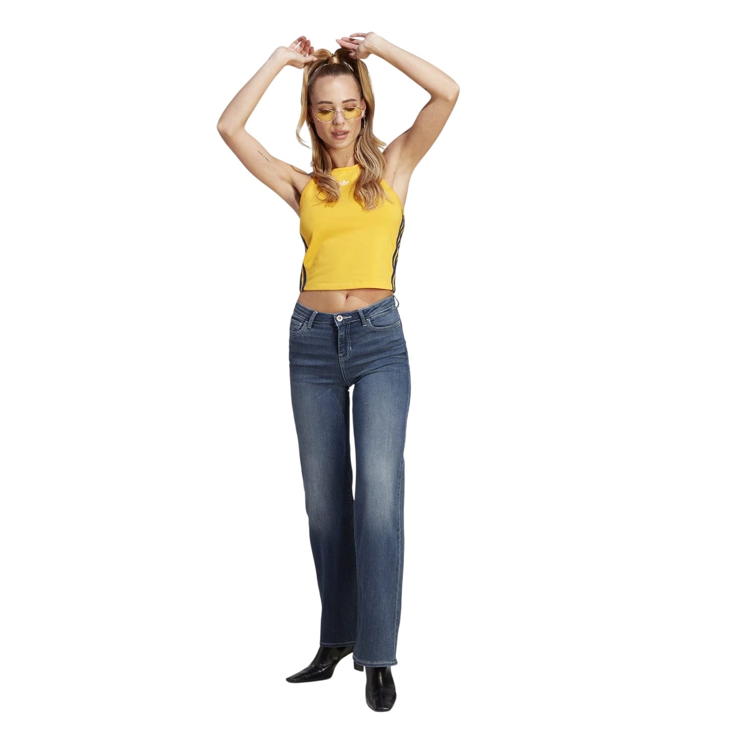 Yellow - Lifestyle - Adidas Womens-Ladies Tie Neck Tank Top