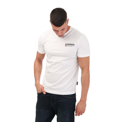White - Pack Shot - Napapijri Mens Kasba Logo Crew Neck T-Shirt