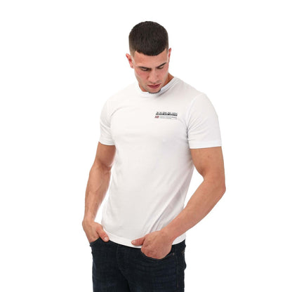 White - Front - Napapijri Mens Kasba Logo Crew Neck T-Shirt