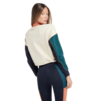 Cream - Back - Red Run Womens-Ladies Cotton Blend Cropped Sweatshirt