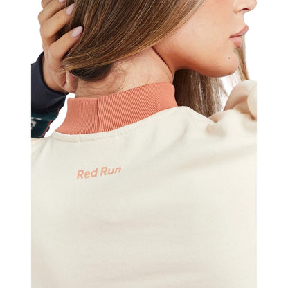 Cream - Side - Red Run Womens-Ladies Cotton Blend Cropped Sweatshirt