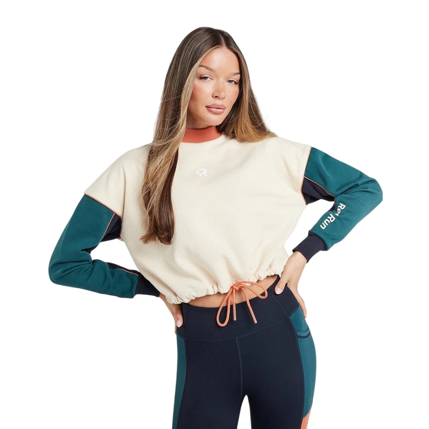Cream - Lifestyle - Red Run Womens-Ladies Cotton Blend Cropped Sweatshirt