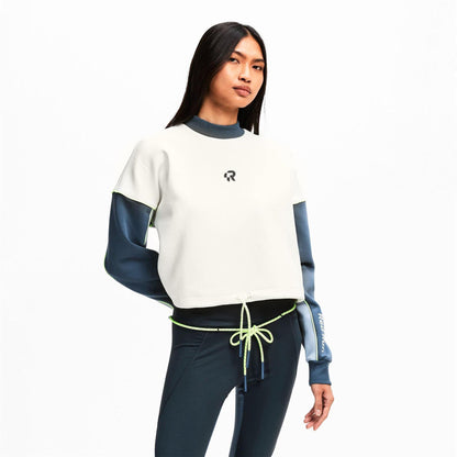 Charcoal - Back - Red Run Womens-Ladies Cotton Blend Cropped Sweatshirt