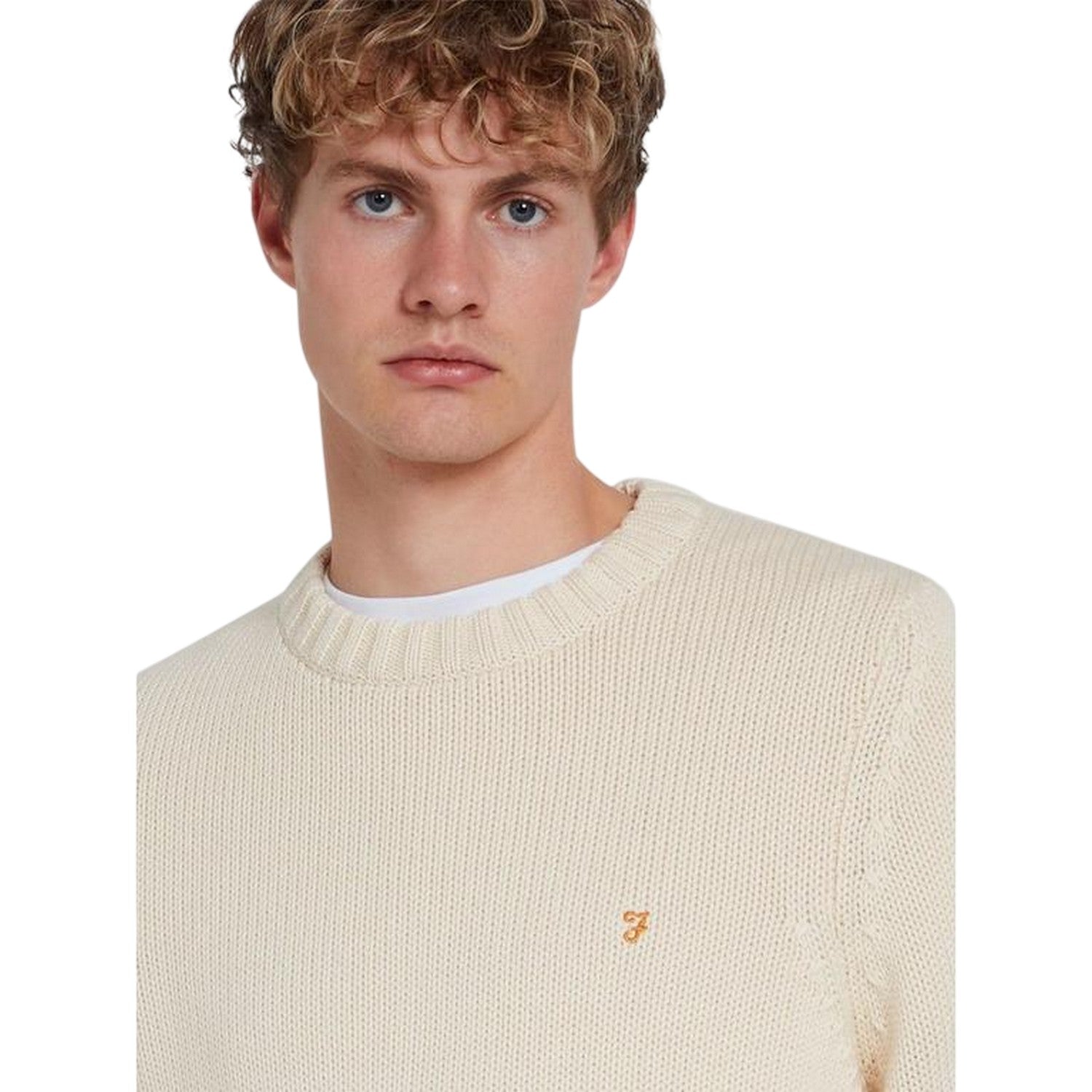 Cream - Side - Farah Mens Alverstone Logo Regular Sweatshirt