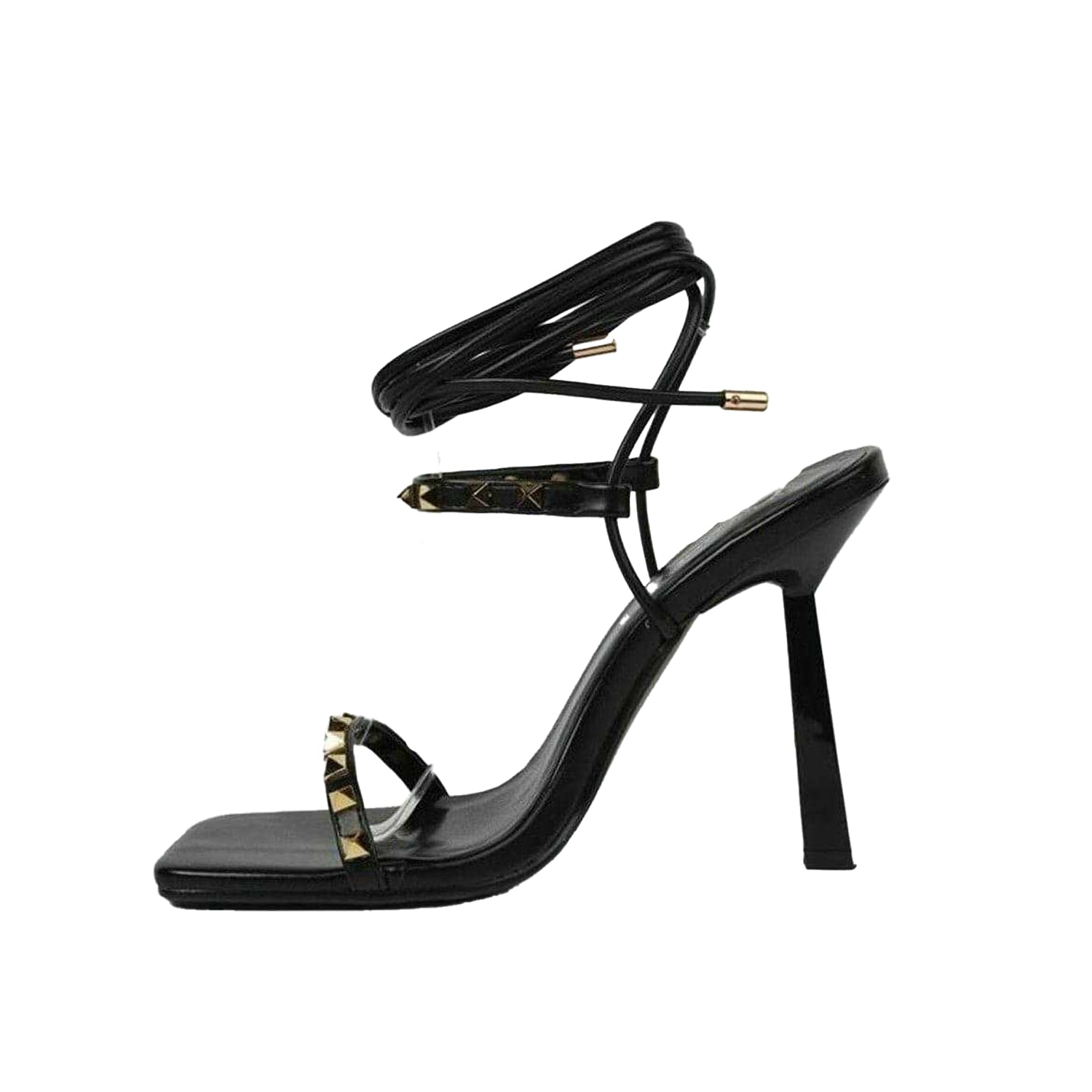 Black - Side - Retro Womens-Ladies Gladiator Sandals