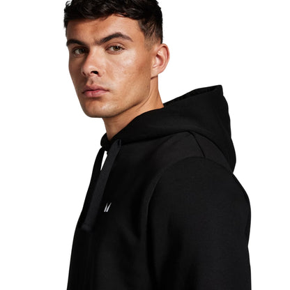 Black - Side - MyProtein Mens Embroidered Logo Pullover Hoodie
