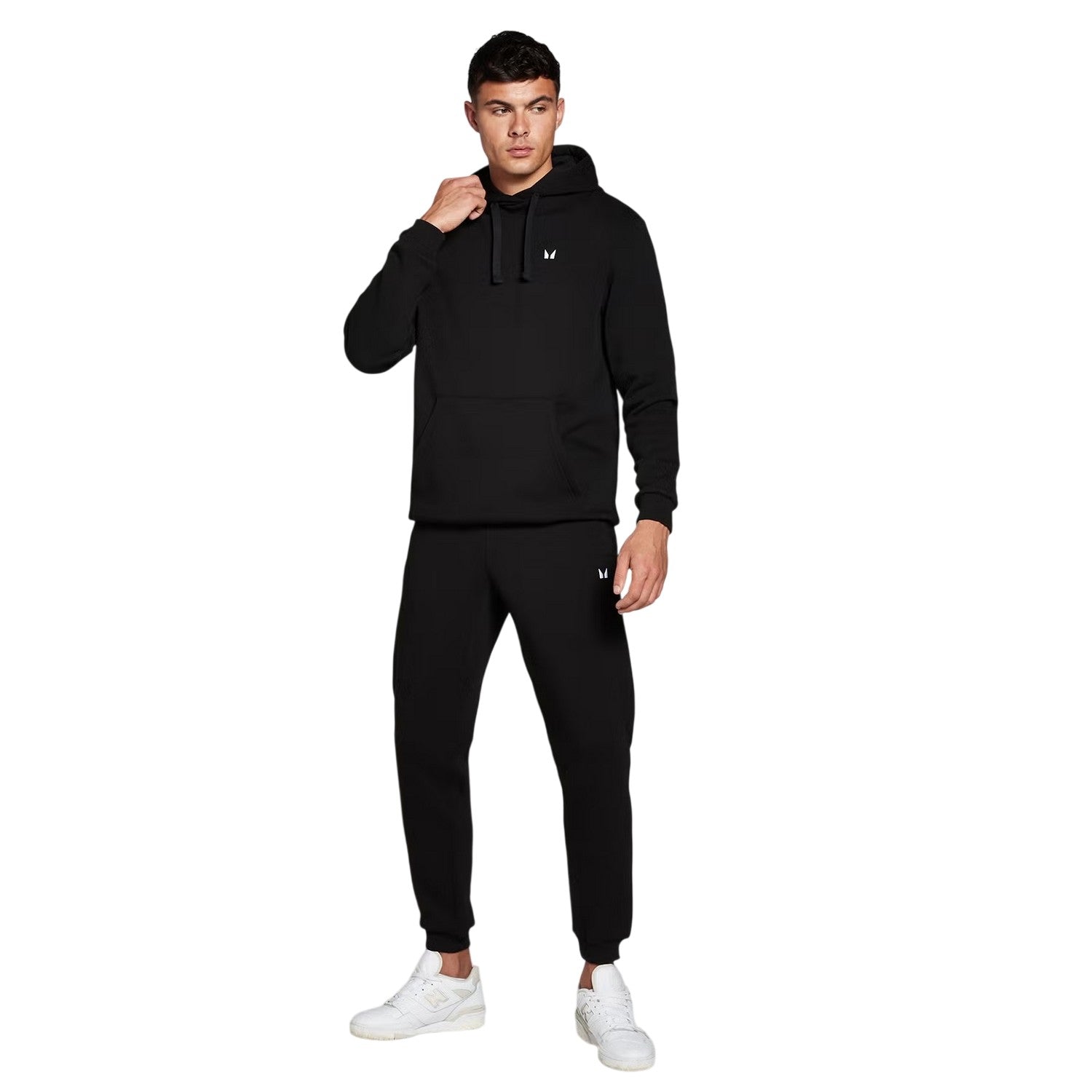 Black - Lifestyle - MyProtein Mens Embroidered Logo Pullover Hoodie