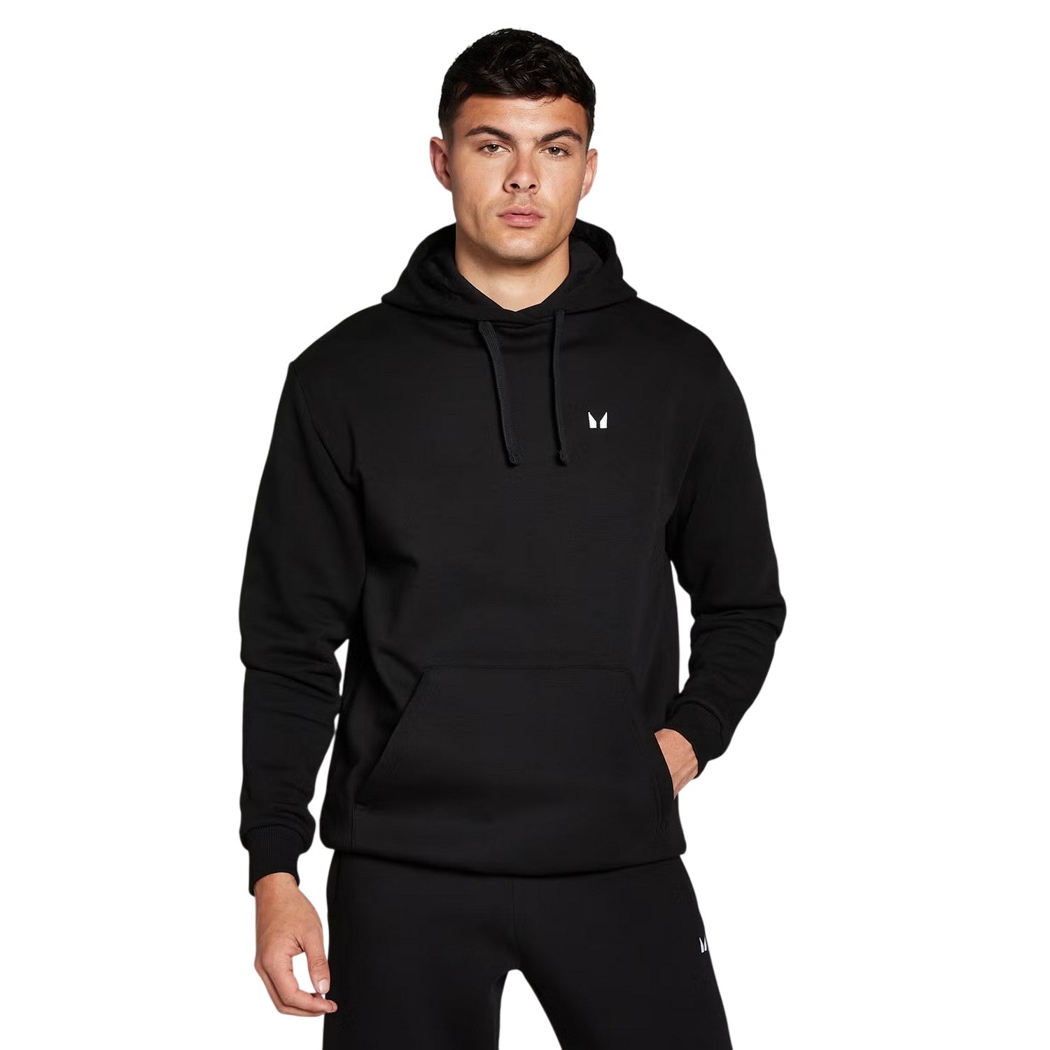 Black - Front - MyProtein Mens Embroidered Logo Pullover Hoodie