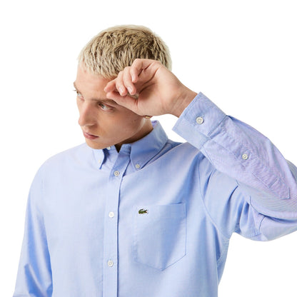 Blue - Side - Lacoste Mens Oxford Cotton Regular Shirt