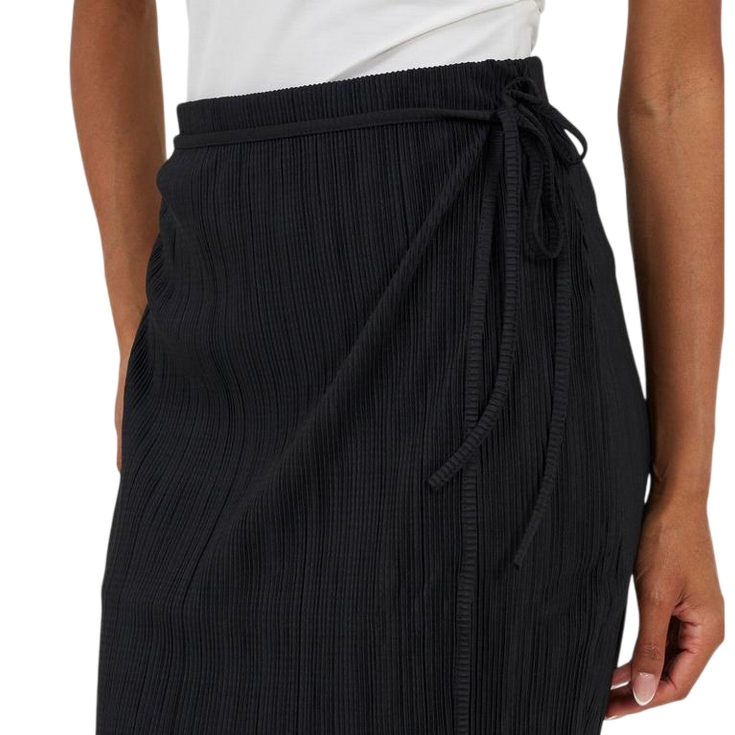 Black - Side - Brave Soul Womens-Ladies Plisse Wrap Mini Skirt