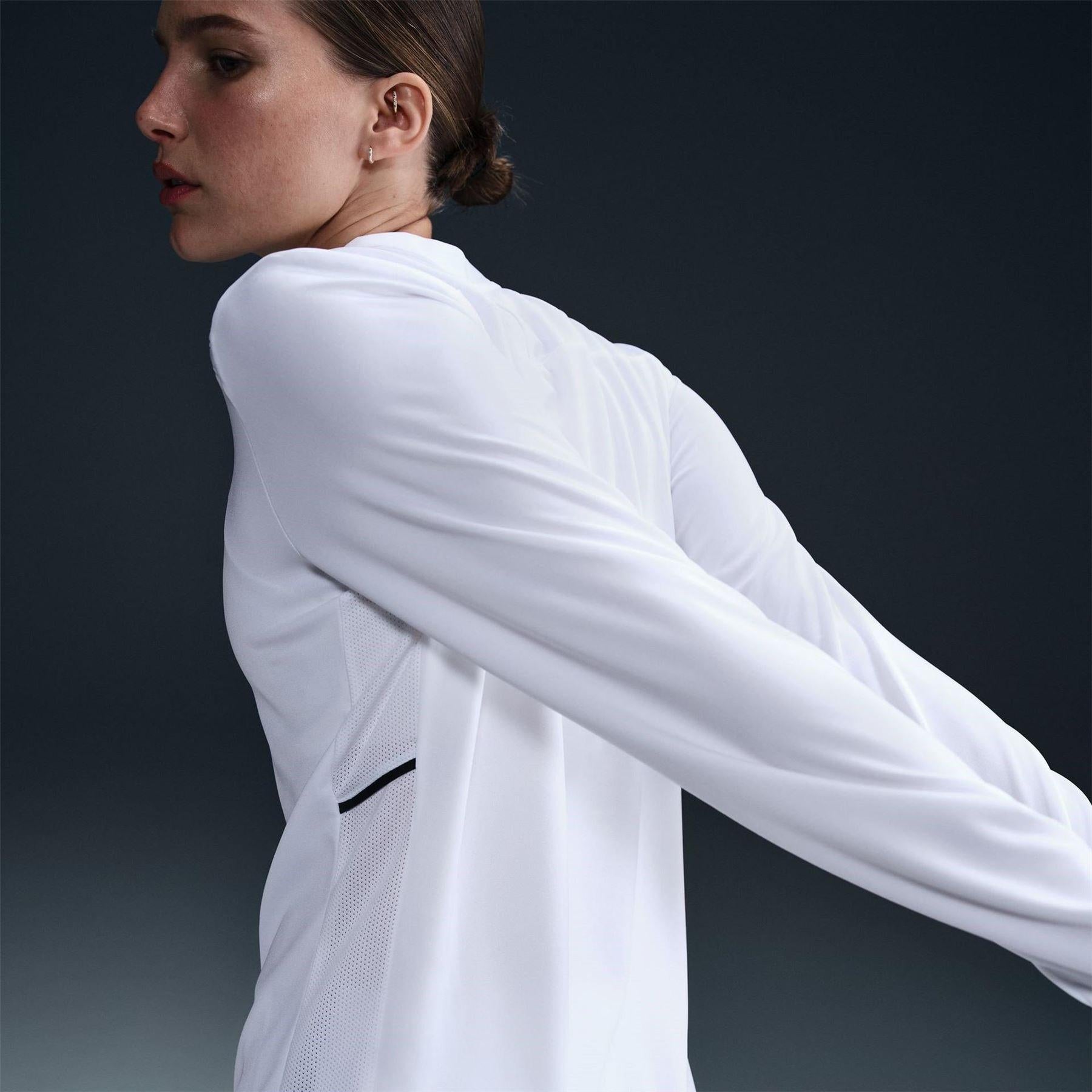 White - Close up - Nike Womens-Ladies Academy Dri-FIT Drill Top