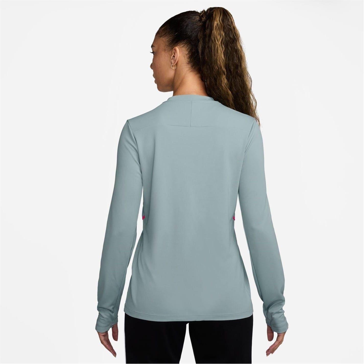 Grey - Back - Nike Womens-Ladies Academy Dri-FIT Drill Top