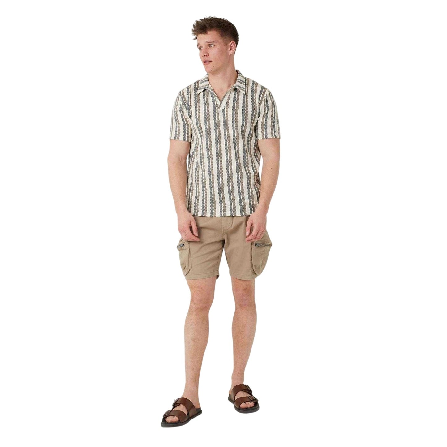 Stone - Side - Brave Soul Mens Chino Shorts