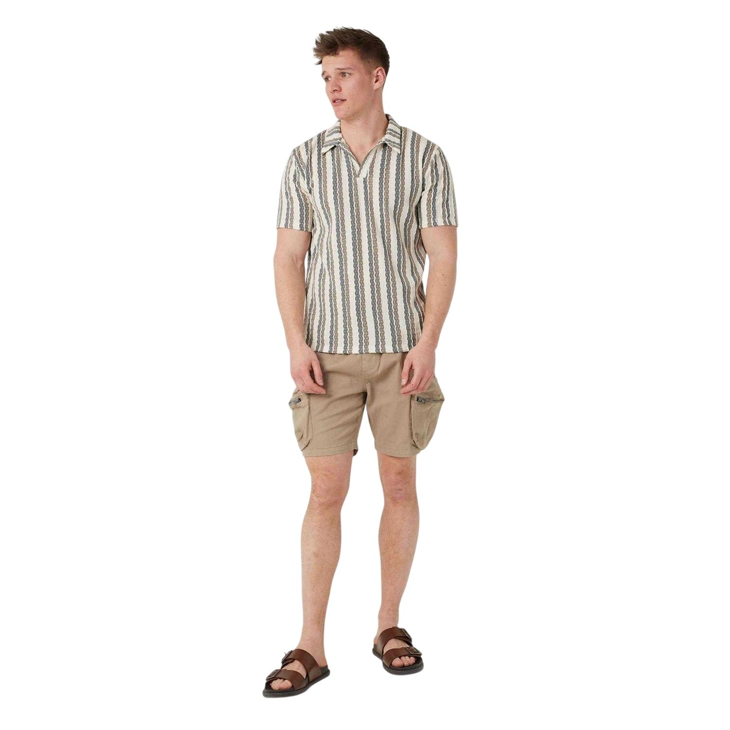 Stone - Side - Brave Soul Mens Chino Shorts