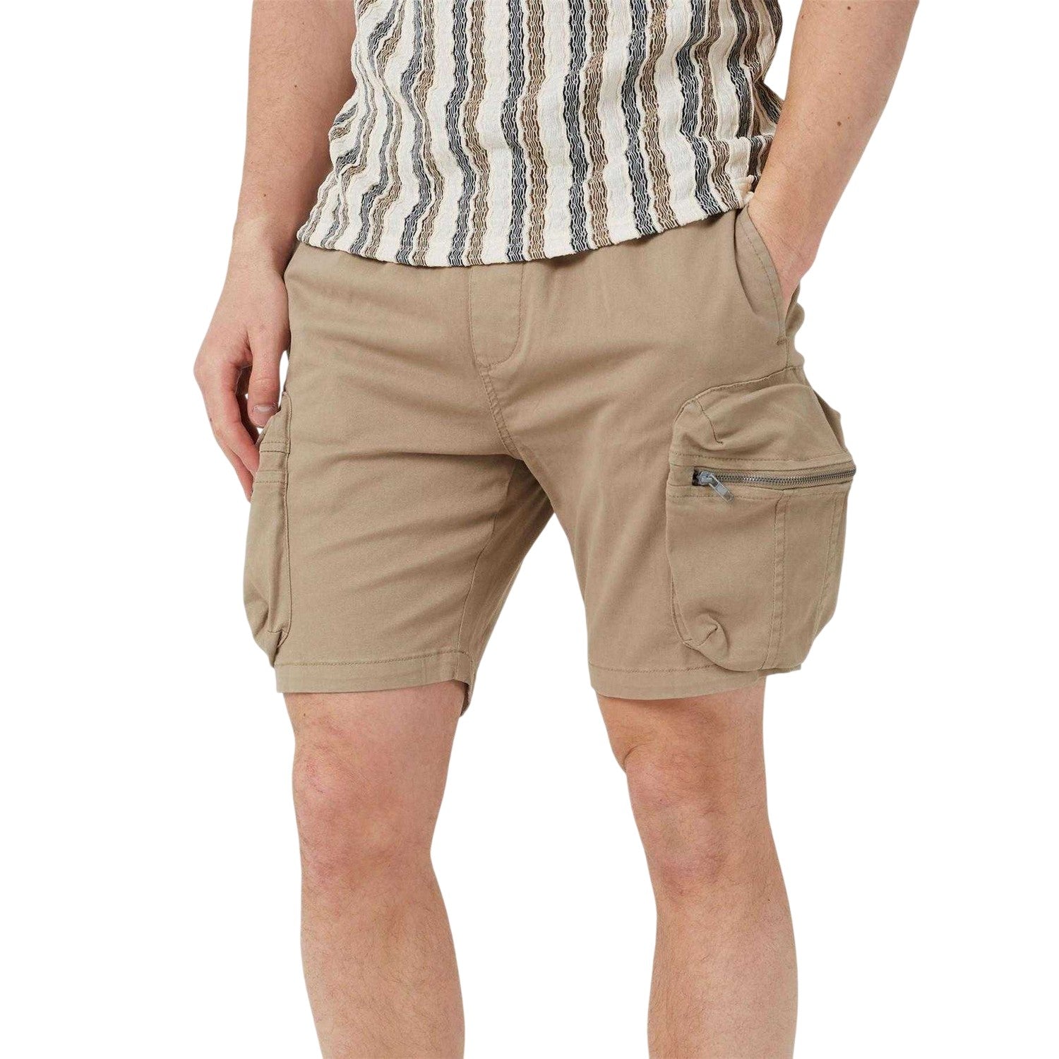 Stone - Front - Brave Soul Mens Chino Shorts