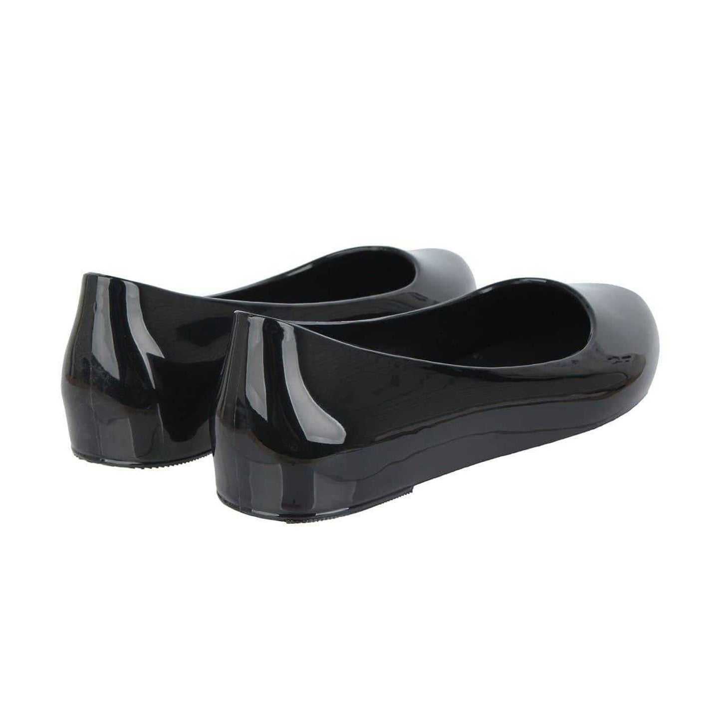 Black Patent - Back - Miso Womens-Ladies Jelly Round Toe Ballet Flats