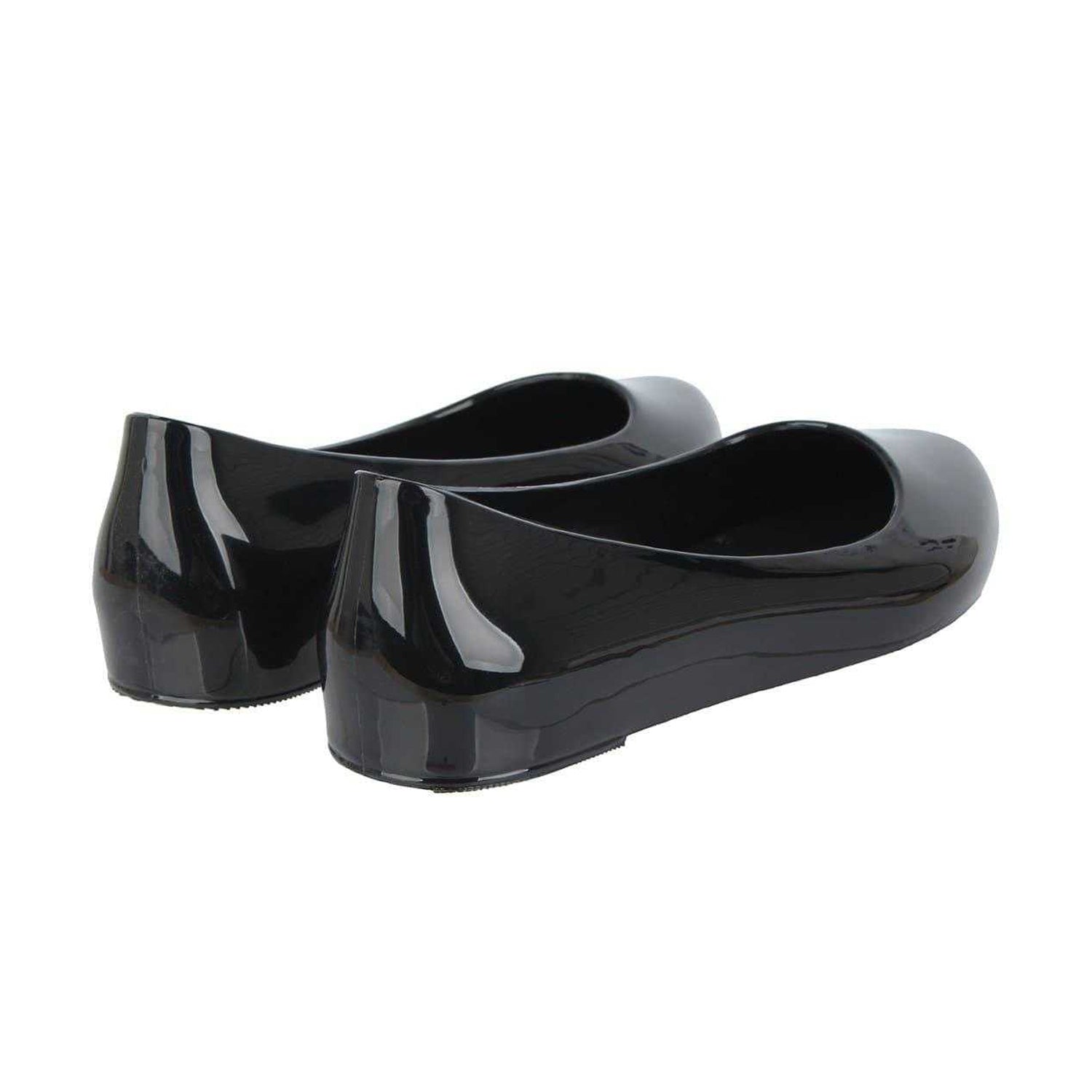 Black Patent - Back - Miso Womens-Ladies Jelly Round Toe Ballet Flats