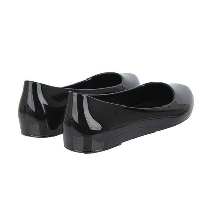 Black Patent - Back - Miso Womens-Ladies Jelly Round Toe Ballet Flats