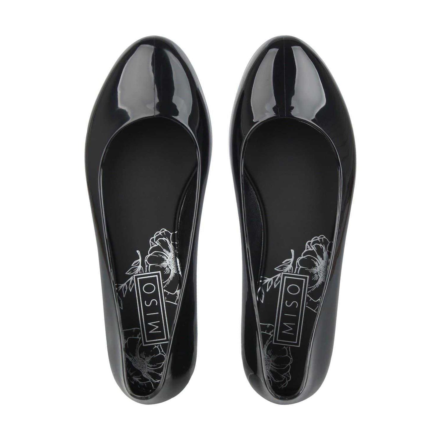 Black Patent - Lifestyle - Miso Womens-Ladies Jelly Round Toe Ballet Flats