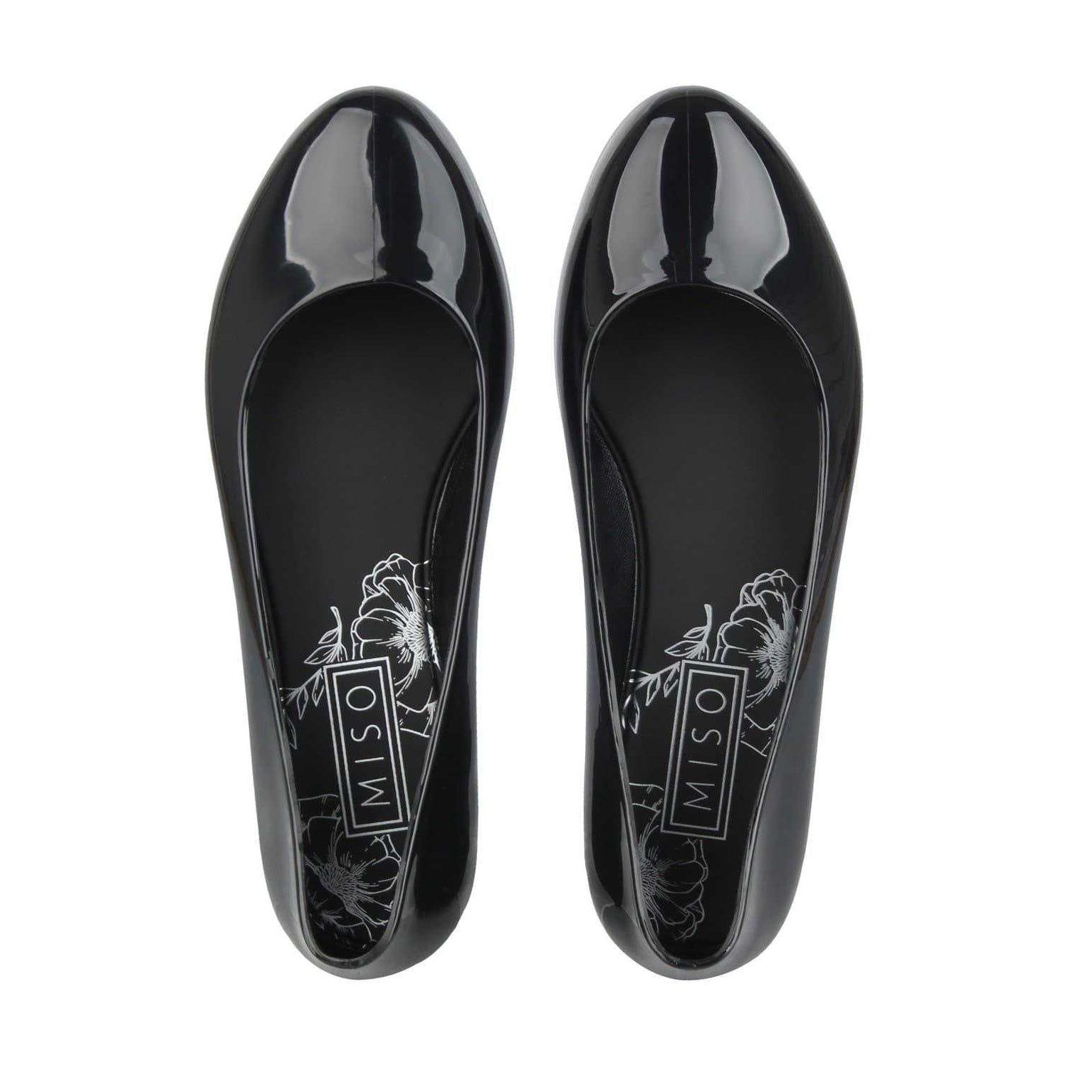 Black Patent - Lifestyle - Miso Womens-Ladies Jelly Round Toe Ballet Flats