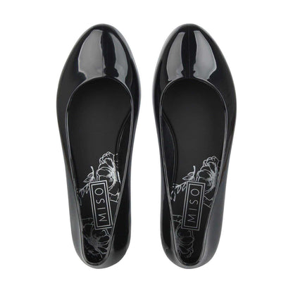 Black Patent - Lifestyle - Miso Womens-Ladies Jelly Round Toe Ballet Flats